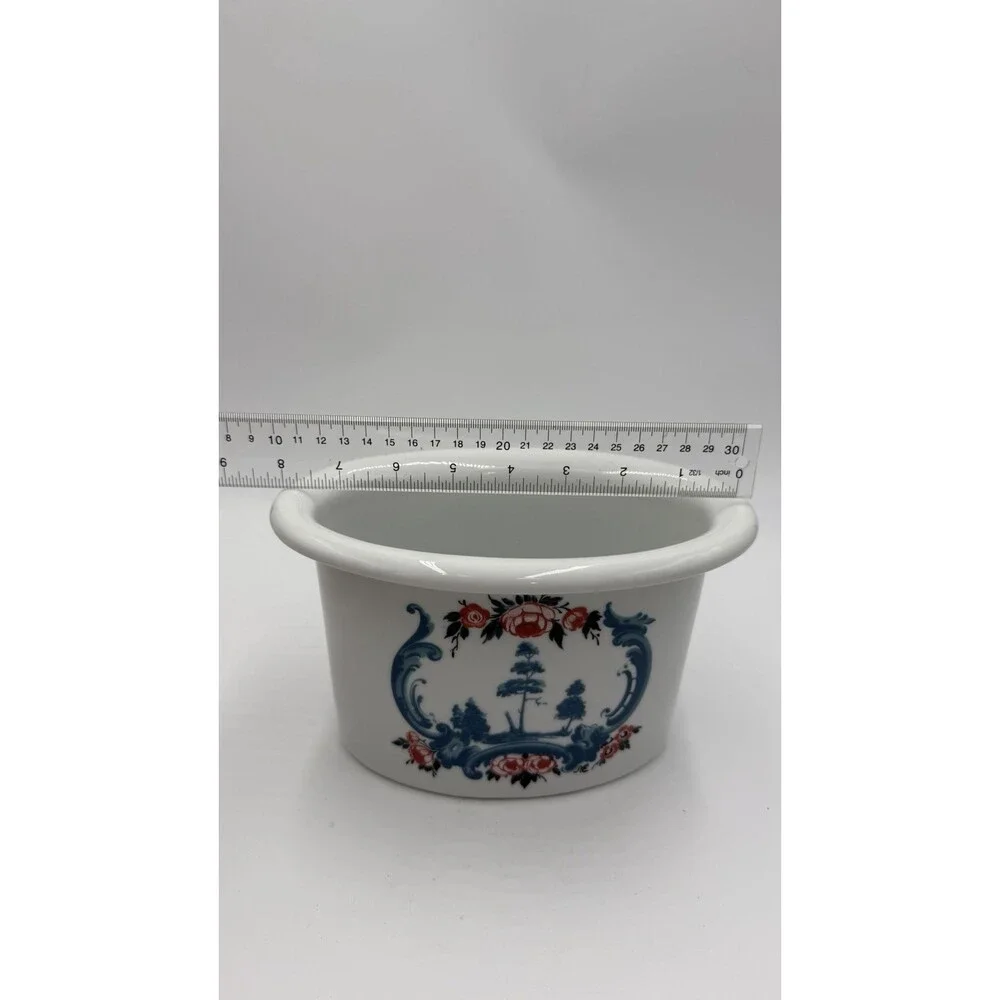 Rare Vintage Porsgrund Norway Porcelain Hand Painted Oval Floral Basin Bowl